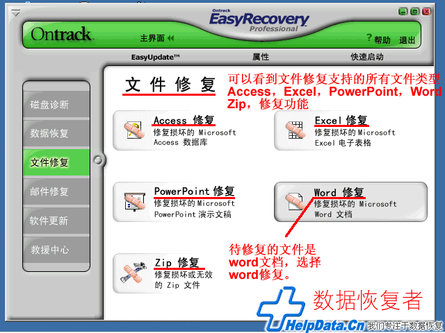 Easy Recovery选择word修复