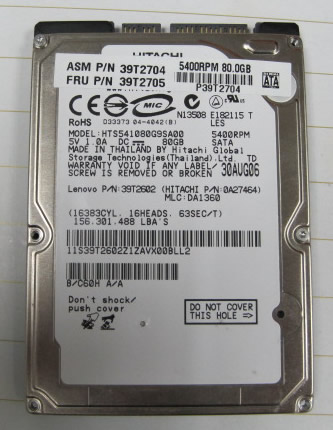 日立HTS541080G9SA00硬盘